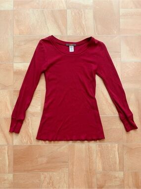 SoSik Women's Maroon Red Waffle Knit Long-Sleeve Top